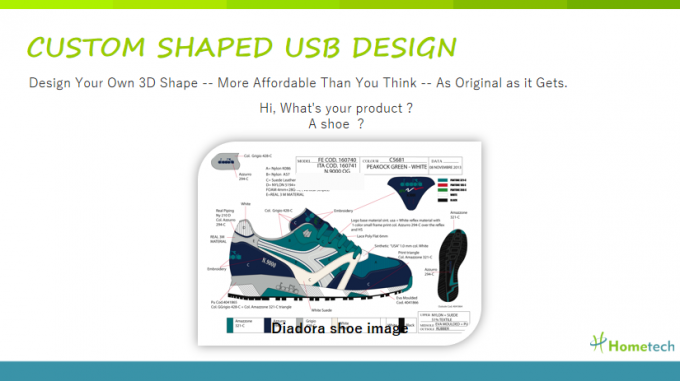 Sneaker การถ่ายโอนไฟล์ USB Flash Drive ที่กำหนดเอง, แฟลชไดรฟ์ส่วนบุคคลรองเท้ากีฬากลางแจ้ง