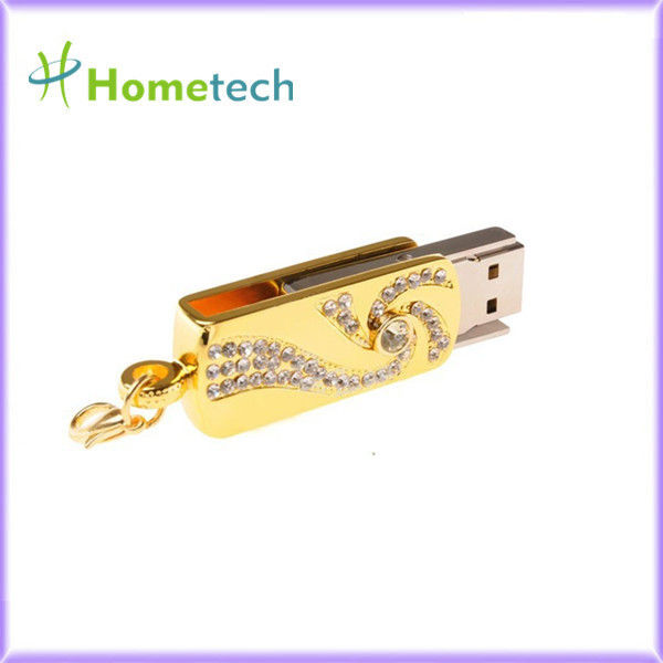 Pendrive 32gb ปากกาไดรฟ์ Memory Stick ทองสแตนเลสสตีลพวงกุญแจหมุน 8gb 16gb