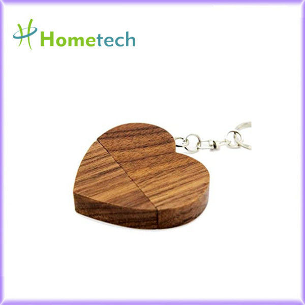 ไม้ที่เป็นมิตรกับสิ่งแวดล้อมรูปหัวใจ 5-15MB / S 8GB บริษัท ส่งเสริมการขายของขวัญร้อน Walnu Wood USB Flash Drive