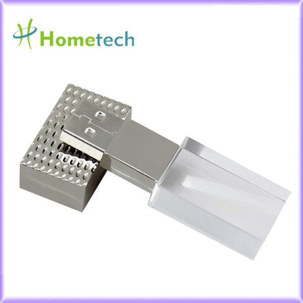 โลโก้ที่กำหนดเองของที่ระลึก Rose / Gold / Copper / Silver Transparent 32GB USB2.0 15mb / s LED Light Flash Drive