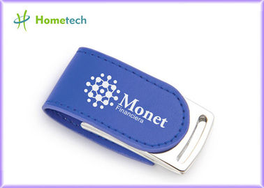 ซื้อ CE Blue Eco Leather USB Flash Disk 4GB For Promotional Product การผลิตออนไลน์