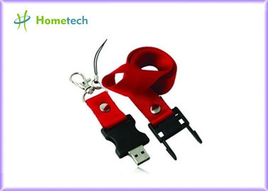 ซื้อ Red Plastic Lanyard USB Flash Drives 128mb Custom Printed , USB 2.0 การผลิตออนไลน์