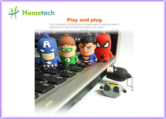 การ์ตูนฮีโร่การ์ตูน USB Flash Memory, USB 2.0 Memory Stick Pvc หรือวัสดุพลาสติกอ่อน