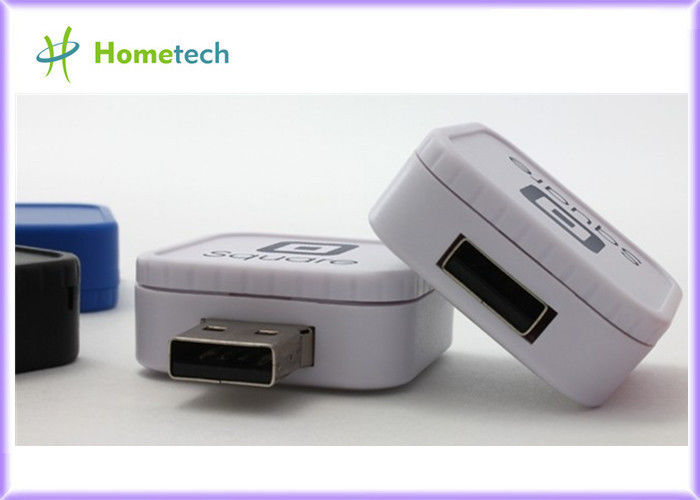 แฟลชไดรฟ์ USB รูปสี่เหลี่ยมหมุนได้ทันสมัยคีย์ OEM แฟลชไดรฟ์ USB พลาสติกขนาดเล็กทันสมัย