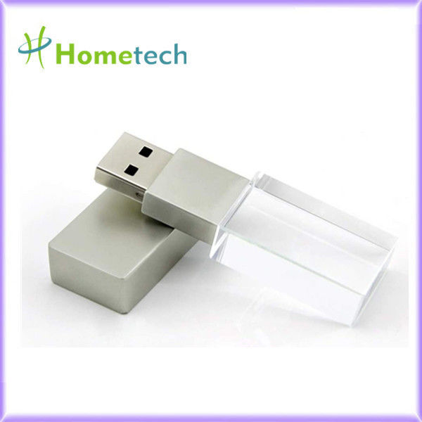 ของขวัญขององค์กรที่กำหนดเองแก้ว usb stick pendrive USB 2.0 3.0 คริสตัล LED 64GB แฟลชเมมโมรี่สติ๊ก