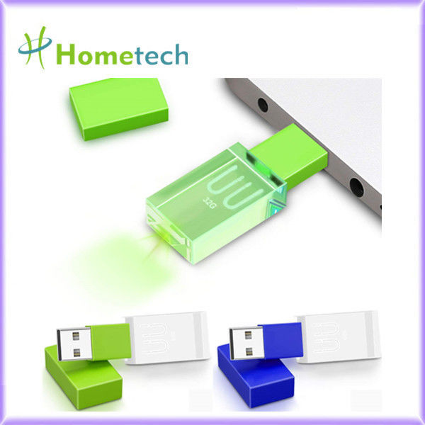 แฟลชไดรฟ์ USB Waterpoof Crystal Led Light Up Transparent 32GB 10mb / s Crystal USB Flash Drive