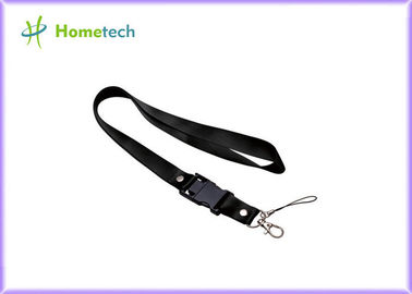 Black 2GB Lanyard USB Flash Drives , Plastic USB Thumb Stick USB 2.0