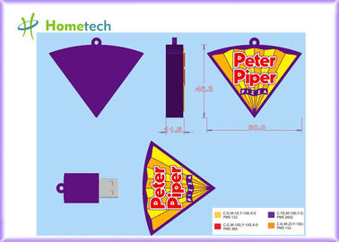 4GB  Pizza Customized USB Flash Drive , 2GB Soft Rubber Cartoon USB Memory Key