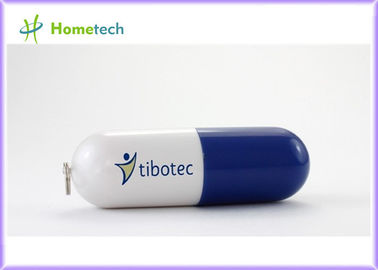 เม็ดพลาสติกสีน้ำเงิน USB แฟลชไดรฟ์ 256mb / 512mb กลุ่มพลาสติกหน่วยความจำ USB อินเตอร์เฟสปากกาอ่าน 2.0