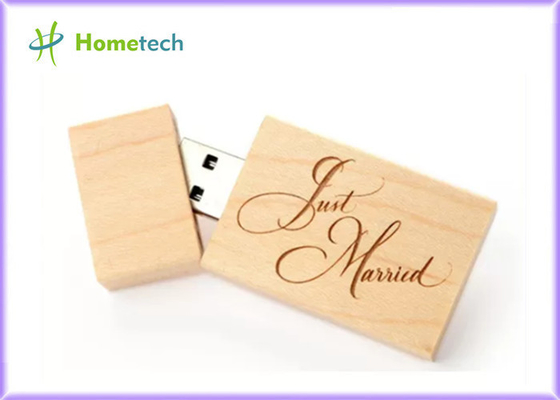 หน่วยความจำ 8GB 16GB อ่าน 148 Mbps แฟลชไดรฟ์ USB Maple Wood