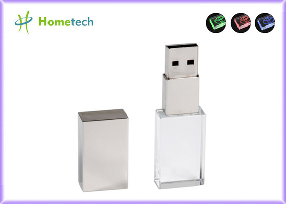 โลโก้ที่กำหนดเองของที่ระลึก Rose / Gold / Copper / Silver Transparent 32GB USB2.0 15mb / s LED Light Flash Drive