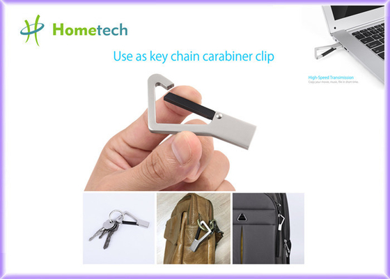 ธัมบ์โลหะโลโก้ที่กำหนดเองไดรฟ์ USB รูปกุญแจหน่วยความจำ / โลหะ Carabiner