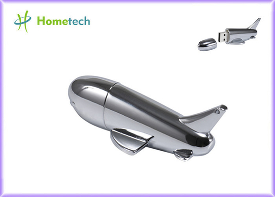 เงินเครื่องบินรูปร่าง Usb แฟลชไดรฟ์โลโก้พิมพ์แบบกำหนดเอง 32gb 16gb 64gb