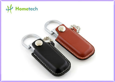 Luxurious Black / Brown Leather USB Flash Disk 4GB / 8GB with Key Ring